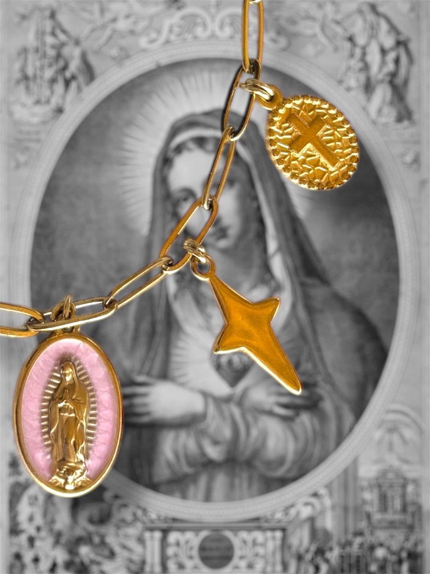 Bracelet Vierge Marie ( Rose )