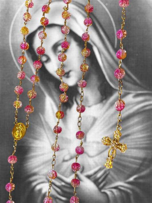 Chapelet rose et doré (Vierge Marie)