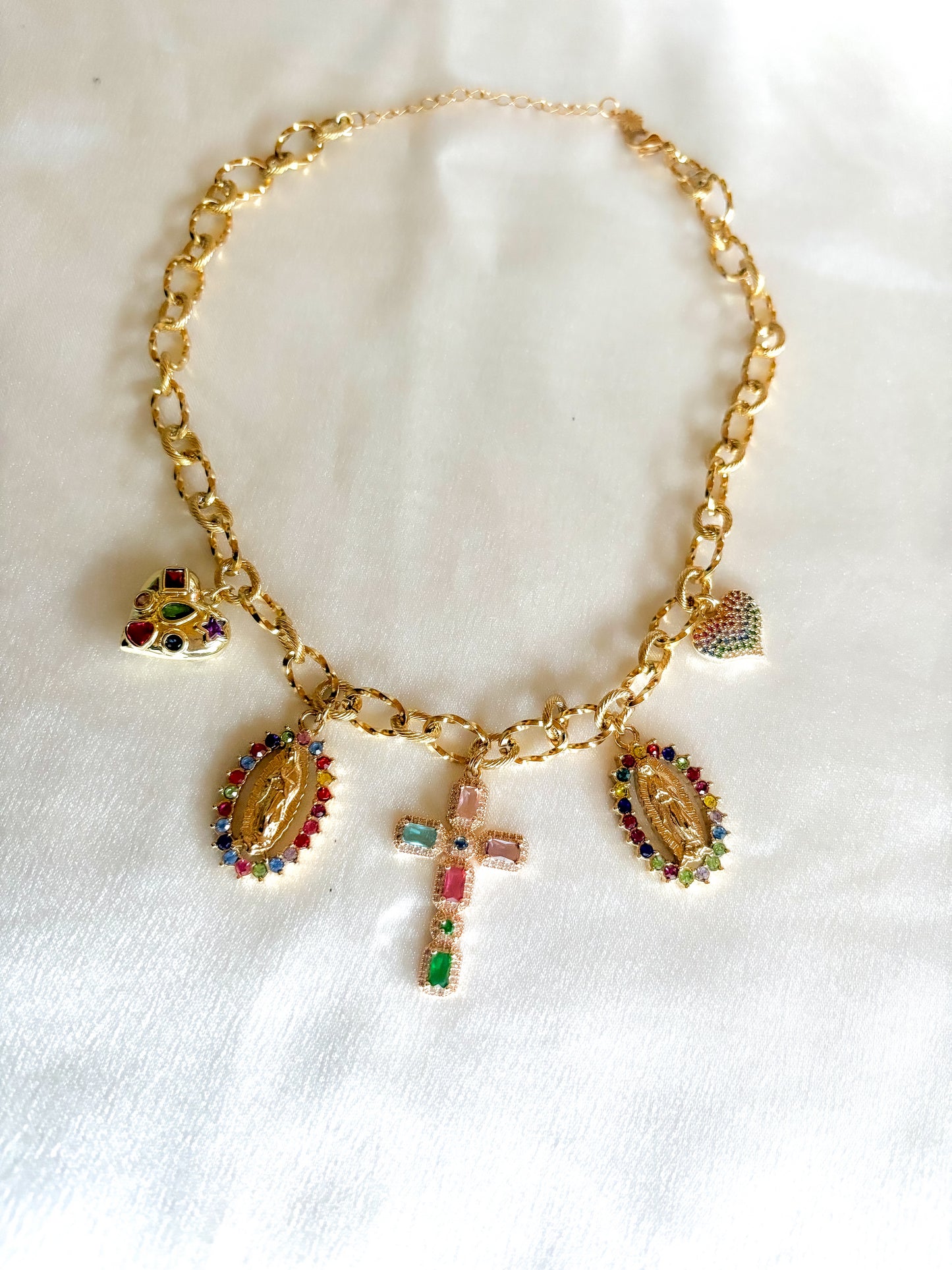 Collier doré & multicolore