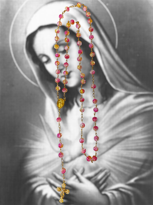 Chapelet rose et doré (Vierge Marie)