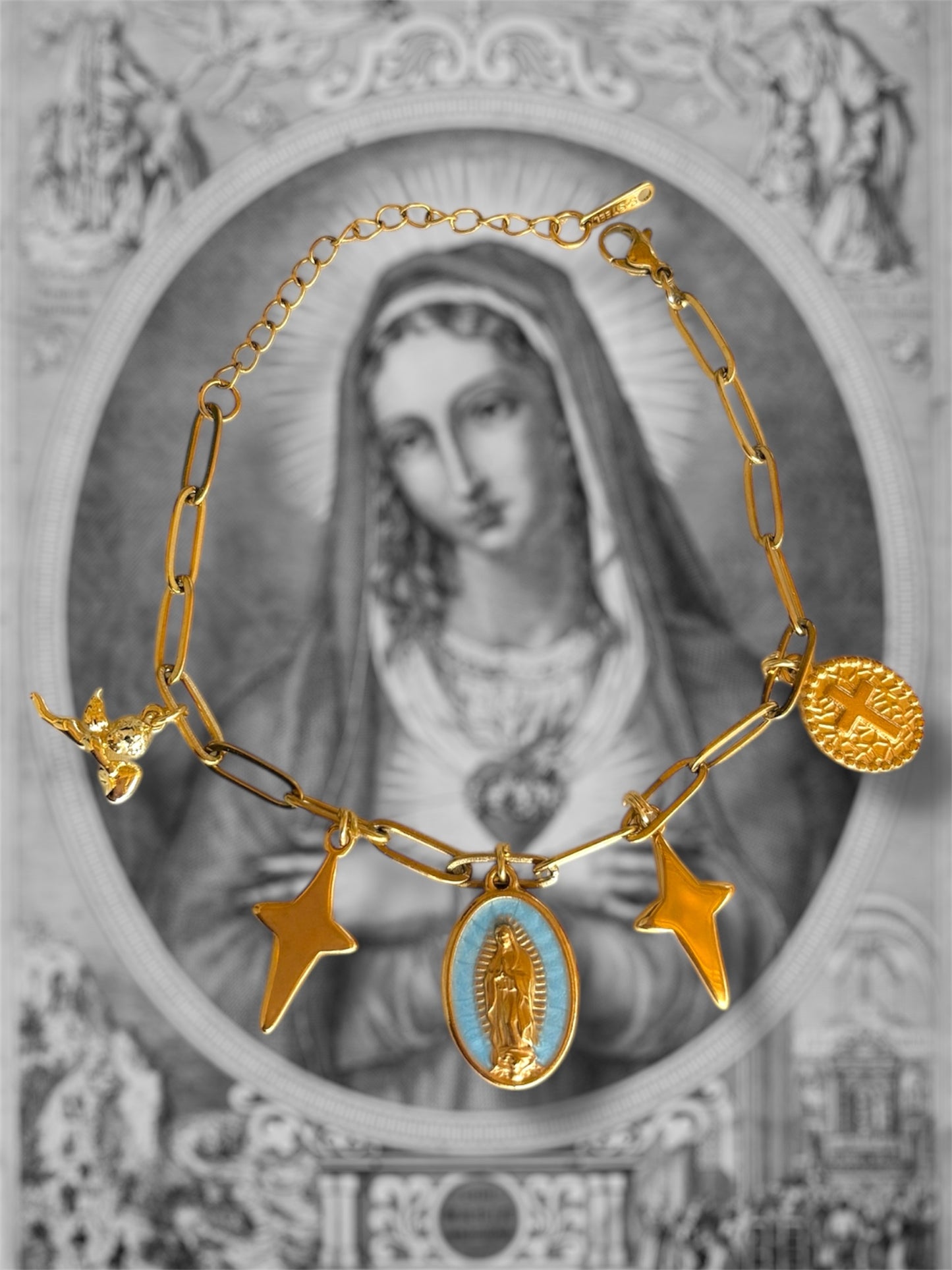 Bracelet Vierge Marie ( bleu )