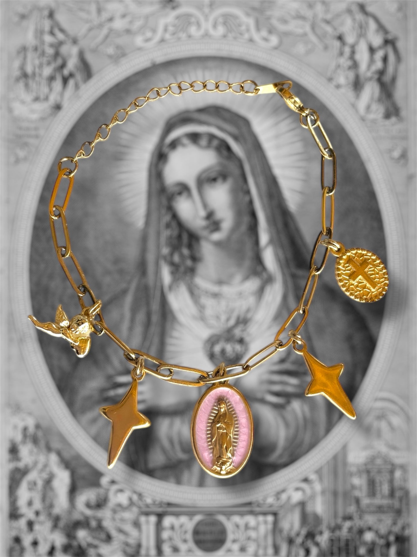 Bracelet Vierge Marie ( Rose )