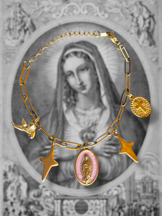 Bracelet Vierge Marie ( Rose )