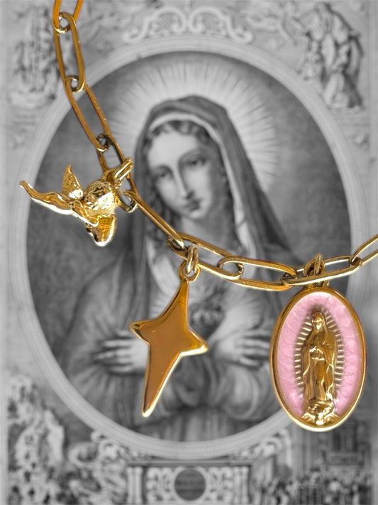 Bracelet Vierge Marie ( Rose )