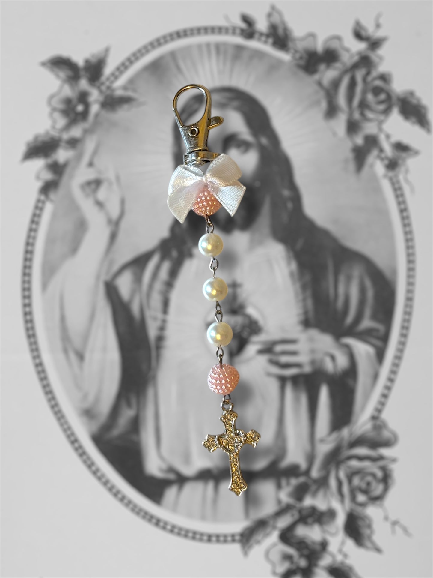 Porte clé nœud céleste argenté