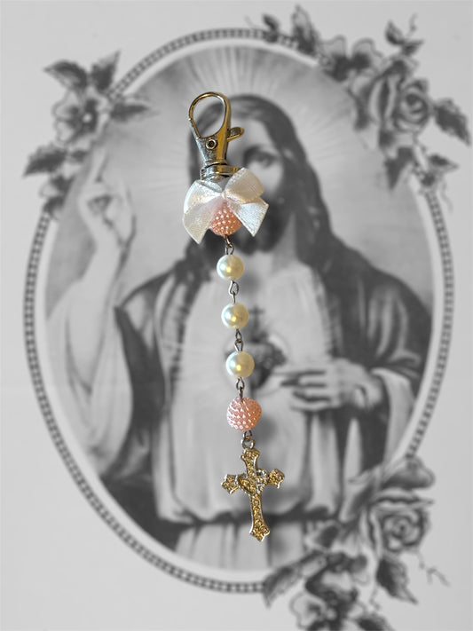 Porte clé nœud céleste argenté