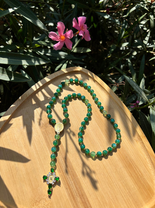 Chapelet vert pailletée
